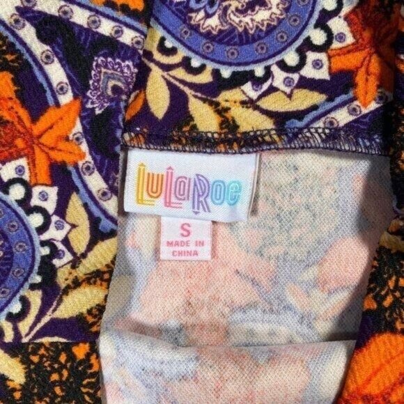LuLaRoe CASSIE Pencil Skirt Paisley Purple Orange Small S NWT LLR Retro Print - Picture 4 of 5
